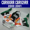 Personaliseer Motorfietsverbarstingen Set voor Honda CBR929 2000 2001 Groene Witte Zwarte Plastic Fairing Kit CBR 929 RR CBR900RR HB9