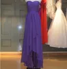 Custom Made New Alta Baixa Império Chiffon Vestidos dama de honra Querida Strapless Prom Vestido Long Ruched Hi-Lo Dress
