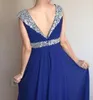 Stunning Royal Blue Dusky Pink Bridesmaid Dresses Long Formal Beaded Cap Sleeves Wedding Party Maid of Honor Gowns Cheap High Quality