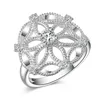 Gratis Verzending Nieuwe 925 Sterling Zilveren mode-sieraden Holle bloem Witte Diamant Met Pave zirkoon ring heet verkoop meisje gift 1720