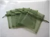 Green Organza Gift Bags 7x9cm 9x12cm 12x17cm 15x20cm 20x30cm Jewelry Drawstring Pouches Wedding Birthday Party Favors Holders