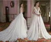 Overskirt Berta Bridal Wedding Dresses Lace Formal Bridal Gowns With V Neck Backless Long Court Train Cheap Wedding Gowns