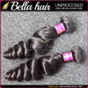 Natural cor negra cabelo humano weave 3 pçs / lote extensão de cabelo indiano ondulado ondulado onda freta frete grátis bella cabelo