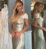 New Arriva Gold Sequined Sheath Cap Sleeveless Long Bridesmaid Dresses for Wedding Party In Stcok Prom Dresses244s