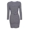 Nowa moda Slim Hip Bodycon Dresses Casual Kobiety Work Wear Strip Sukienka Plus Size