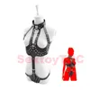 Harnais de corps sexy à entrejambe ouvert Costume de dominatrice sans entrejambe Faux cuir noir clouté BDSM Sangles de corset de bondage pour femme8437882