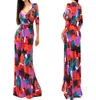 2015 mode nya maxi klänningar för kvinnans sommar fest kvällsklänning kläder v-hals sexiga blommiga tryckta klänningar kvinnor casual klänningar xl