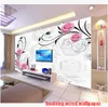 NIEUW CAN Aangepaste grote 3D muurschildering Wall Wallpaper Home Decor Personaliteit Visual, romantische bloemen reliëf graanwandstickers Love TV -setting