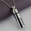 Bouteille De Stockage En Titane Bouteilles De Parfum Ouvrables Médaillons Pendentifs Cendre Urne Collier Verre Cylindre Amoureux Bijoux Pour Hommes Femmes Couples Souvenir Cadeaux