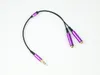 Hot selling Metal 3.5 mm stereo mini jack 1 Male to 2 Female Splitter Earphone Audio AUX Cable for mobile phone MP3