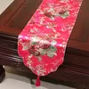 Gelukkige Peony Flower Luxe Tafel Runner Mode Eenvoudige Eettafel Matten Bescherming Pads Chinese Stijl Zijde Brocade Theetafel Doek 200x33 cm