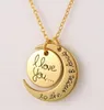 DHL Gold Chain Moon Sun Pendant Necklace I Love You Letter Couple Clavicle Necklace Korean Silver Jewelry for Women Men