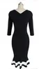 Partihandel - Affärsarbete Klänning Elegant Mermaid Office 3/4 Ärm Kvinnor Fashion Sheath Svart Penna Bodycon Kvinna Formell Klänning Btyb Gratis Ship