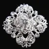 Wykwintowany Kwiat Srebrny Broszka Wyczyść Kryształ Diamante Rhinestone Kwiat Pin Broszka Ślub Bukiet Broik Broszka Lady Corsage Breastpin B635