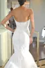 2021 Vit Plus Size Mermaid Backless Bridal Gowns Sweetheart Sweep Train Lace Applique Bröllopsklänning Robe de Mariée