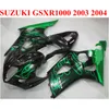 Kit de carénage 7 cadeaux gratuit pour SUZUKI GSX-R1000 2003 2004 K3 k4 carénages noirs flammes vertes GSXR 1000 03 04 ensemble moto JD68