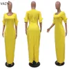 VAZN 2018 New Design Top Bandage Dress Half Sleeve Maxi Long Dress O-Neck Sexy Casual Dress TS703 q1118