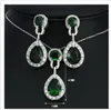 Accesorios, conjuntos de joyería de boda de color verde para mujer, conjunto de joyería Vintage de cristal chapado en oro y plata nupcial