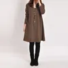 Gros-2016 Nouveau Automne Hiver Femmes Élégantes Casual Robe De Poche À Manches Longues Solide O Cou Lâche Robes Vestidos Plus La Taille S-XXL 5 Couleur