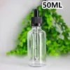 Bottiglie di vetro trasparenti per siero di olio essenziale con contagocce Contenitore cosmetico da 10 ml 15 ml 30 ml 50 ml con coperchio a prova di bambino