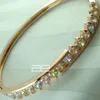 9K 9CT Rose Gold Filled with Multicolor Crystal Can Open Bangle G60