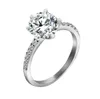 Brudbröllop smycken mode kristall ring kubik zirconia ringar rhinestone silverpläterad ring för kvinnor förlovnings party smycken