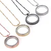Rose Gold Silver DIY Glass lockets Necklaces with crystal 30mm Circle magnetic floating charm locket pendants snake chains