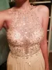 Sparkly Beaded Long Prom 2016 A Line Lace Evening Jowns Party Jurk Parlins Crystal Robe de Soiree Longue Celebrity Pageant -jurken 0510