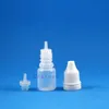 Frascos conta-gotas de plástico LDPE de 5 ml com tampas à prova de adulteração dicas ladrão seguro mamilos finos 100 peças para e suculento