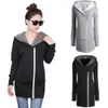 Chaquetas de mujer Venta al por mayor- Venta Moda Mujer Otoño Invierno Long Zip Tops Sudadera con capucha Chaqueta Prendas de abrigo Mujeres Drop GWF-684820