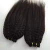 Malezyjski Brazylijski Dziewiczy Włosy Szorstki Yaki Proste 7 sztuk / Set Kinky Prosto Clip w Ludzkich Rozszerzenia Włosów Najlepsze produkty do włosów