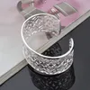 NEW 925 STERLING SILVER BIG SMOOTH WIDE CUFF BANGLE BRACELETS Pierced with Diamond CHRISTMAS GIFTJEWELRY 1302183W