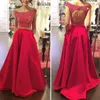 Spring Two Pieces Party Dresses A Line Off the Shoulder Cut Out Open Back Beaded Crop Top Prom Gowns Custom Made Pockets