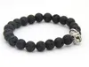 Nuovo design 8mm Black Lava Energy Stone con bracciale per casco da guerriero romano Moda gioielli spartani per regalo da uomo