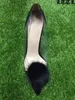 2017 последние Европа Женщины на высоком каблуке обувь прозрачный ПВХ острым носом дамы насосы сексуальные перья украшены скольжения на обувь