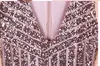 .Wholesale-New Women New Year Eve Prom Party Dress Cresida Sexig Deep V Neck Bodycon Gold Sequin Plunge Klänning Hollow Klipp ut Glitter Dress