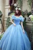 Идеальные платья Quinceanera Blue Off Plower Organza debutante Sweet 16 Girls Masquerade Ball Howns для подростков с бабочкой1282578