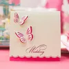 50 stks Bruiloft Uitnodigingen Butterfly Style Fancy Design Invitation Card Gevouwen champagne Kleurvrije aangepaste en afdrukken