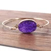 Moda druzy drusy pulsera chapado en oro oval Irregular imitar pulsera de piedra natural brazalete para mujer joyería