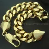 18ct geelgoud GF Curb Rings Link Chain Solid Mens Womens Armband BANGEL B147