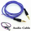 Cavo audio ondulato da 3,5 mm 1 m 3ft Estensione intrecciata intrecciata Maschio Jake Stereo AUX Cavo ausiliario per Iphone Samsung HTC Cellulare MP4 Altoparlante PC