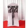 28cm*80cm White & Black Flocking Taffeta Chair Cover Sash With Tie Backs/ Elegance Damask Corset Chair Sash