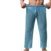 Wholesale-Sexy Mens Pants Sleepwear See Through Big Mesh Lounge Pajama Bottoms Loose Trousers Low Rise Couples Gay Male Fetish Sex Wear