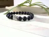 SN0263 Pierre Naturelle Perle Bouddha Bracelets Argent Bouddha Bracelet Yoga Bracelet Spirituel Lava Rock Guérison Homme Bracelet Livraison Gratuite