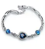 Mode 925 Sliver Smycken Hjärta Charm Armband Bangles Blue Glass Ocean Style Pärlor Passar Pandora Armband för kvinnor Gratis frakt