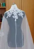 Lace Appliqued High Neck Wedding Wrap med Ärmlös Elegant Lång Sheer Bridal Tillbehör Sjal Anpassad Snabb leverans