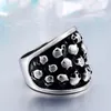 Rock Roll Punk Unique Heavy Gothic Black Silver Color Horror Skulls Stainless Steel Mens Ring US Size3758305