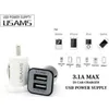 Fast Ship 100pcs USAMS 3.1A Dual USB Car 2 Port Charger 5V 3100mah Caricabatterie per auto a doppia spina Adattatore per HTC