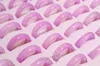 New Beautiful Smooth Pink Round Solid Jade/Agate Gem Stone Band Rings 6 MM - Great Value 20pcs lots