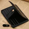 hot sale zipper coin purse magnet short bifold super Slim simple retro pu leather card holder